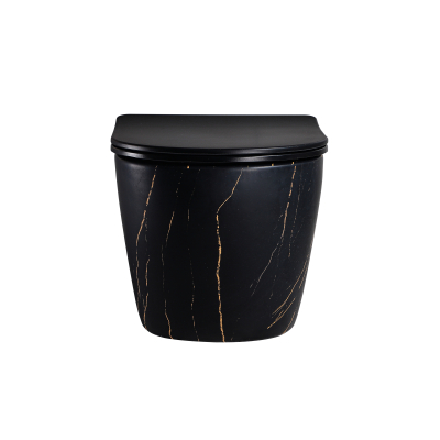 Унитаз подвесной безободковый EVA GOLD EG505Black-G Черное Золото матовый. Фото