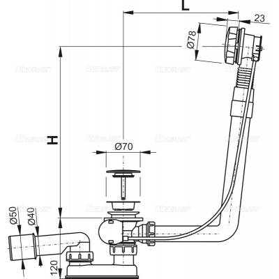 Слив-перелив ALCAPLAST A550KM (57 см). Фото