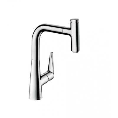 Кухонный смеситель однорычажный, 220, с вытяжным изливом, 1jet Hansgrohe 72822000, хром. Фото