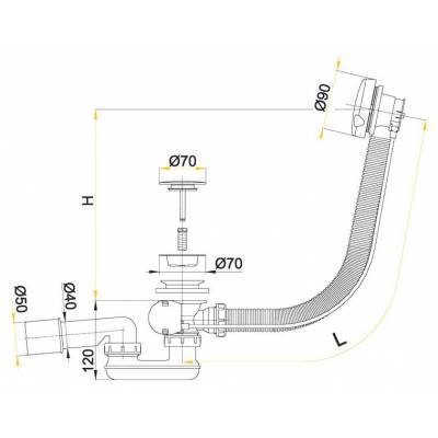 Слив-перелив ALCAPLAST A51BM (120 см). Фото