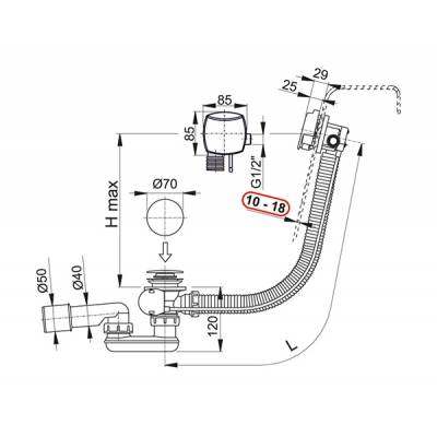 Слив-перелив ALCAPLAST A565CRM2 (57см). Фото