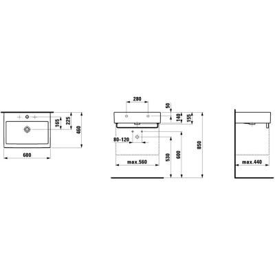 Раковина накладная LAUFEN Living City 60х46 8.1743.3.000.104.1. Фото