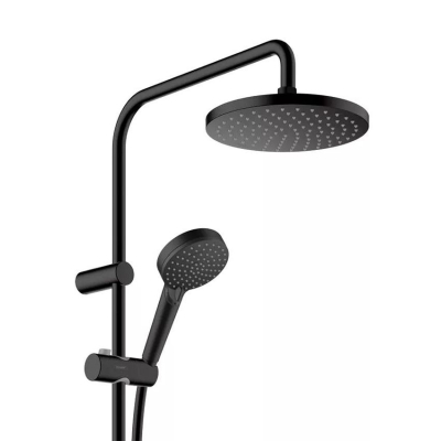 Душевая система Showerpipe 200 1jet с термостатом Hansgrohe Vernis Blend 26276670, матовый черный. Фото