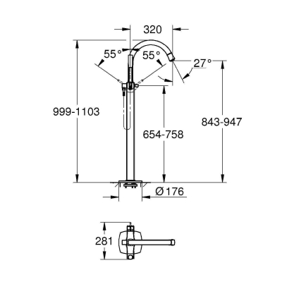 Смеситель для ванны GROHE Grandera 23318000. Фото