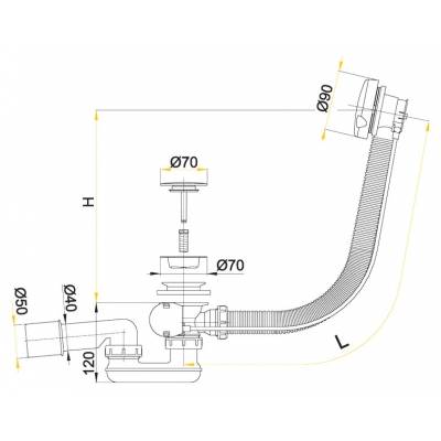 Слив-перелив ALCAPLAST A51BM (100 см). Фото