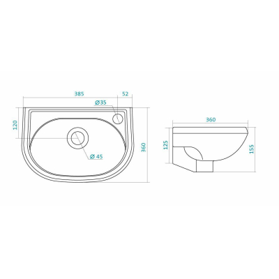 Умывальник SANTEK Бриз 38х26 1.WH11.0.442 (отверстие слева). Фото