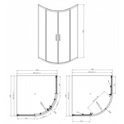 Душевое ограждение AZARIO Ostin 100х100 AZ-121S Chrome. Фото