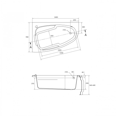CERSANIT Акриловая ванна JOANNA 140 правая WA-JOANNA*140-R. Фото