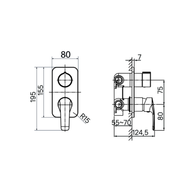 Встраиваемый смеситель с тремя выходами черный матовый Ray IDDIS RAYBL00i68. Фото