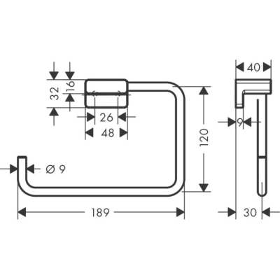 Кольцевой держатель полотенец AddStoris Hansgrohe 41754670, матовый черный для ванной комнаты. Фото