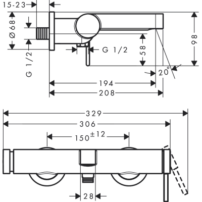 Finoris Смеситель для ванны, однорычажный, внешнего монтажа 76420700, матовый белый. Фото