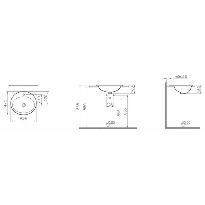 Раковина встраиваемая Vitra S20 53х48 5468B003-0001. Фото