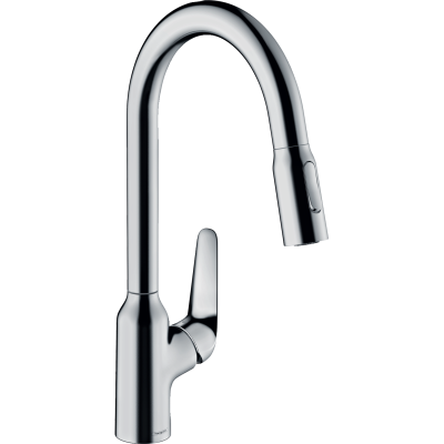 Кухонный смеситель однорычажный, 220, с вытяжным душем, 2jet Hansgrohe 71800000, хром. Фото