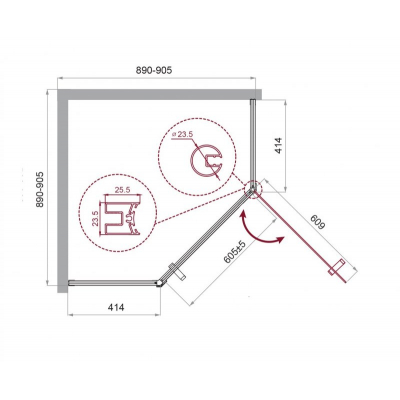 Душевой угол BELBAGNO UNO-195-P-1-90-C-NERO. Фото