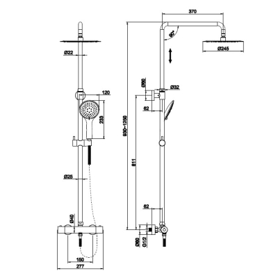 CERSANIT Душевая система BRASKO с термостатом А63066. Фото