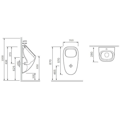 Писсуар с декором, внешний подвод воды AM.PM Spirit 2.0 C707006WP. Фото