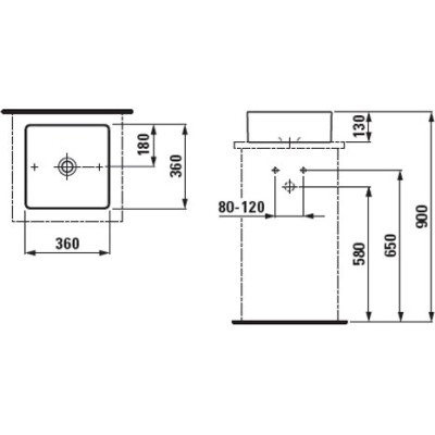Раковина накладная LAUFEN Living Square 36х36 8.1143.3.000.112.1. Фото