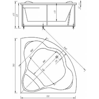 Ванна АКВАТЕК Галатея 135х135 с гидромассажем. Фото