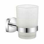 Подстаканник одинарный настенный матовое стекло сплав металлов Volga Milardo VOLSMG0M45 для ванной комнаты. Фото